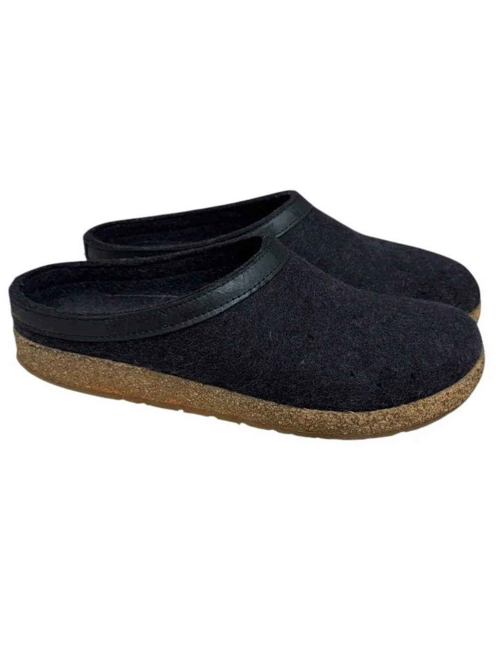 Haflinger GRIZZLY Black/ Charcoal 100 % Wool Pure New Clogs Slippers mens sz 10
